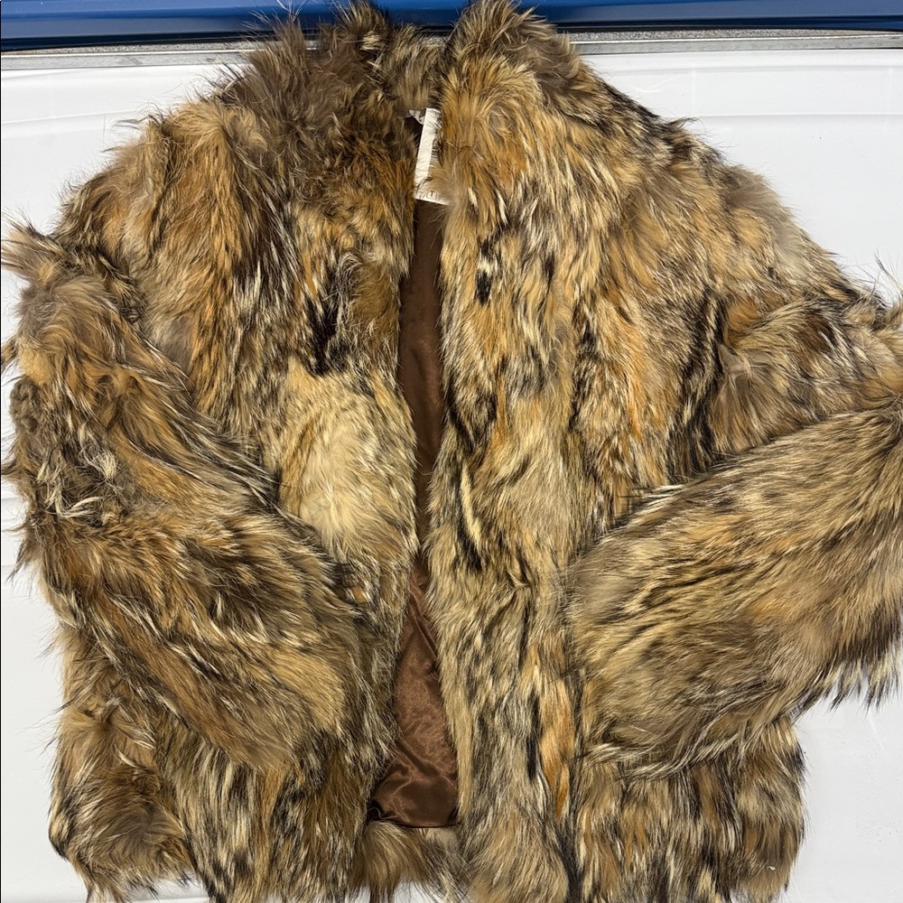 Authentic Coyote Fur Women's Coat in Brown Vintage